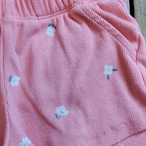 Cat & Jack Shorts 4T Floral Pink Ribbed Cotton Summer Vacation Beach Boho - Picture 2 of 6
